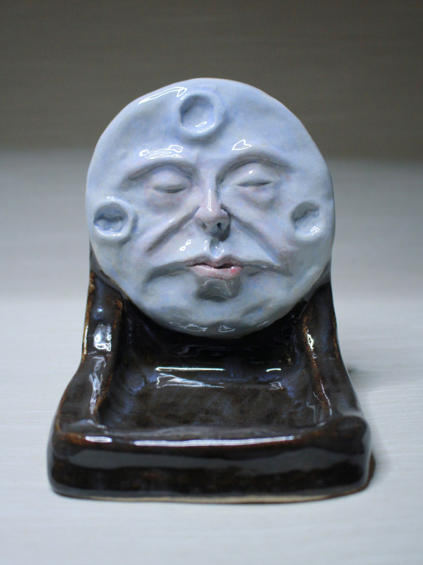 Black Moon Mini Altar / Trinket Dish - Handmade Ceramic Tealight / Jewellery Holder