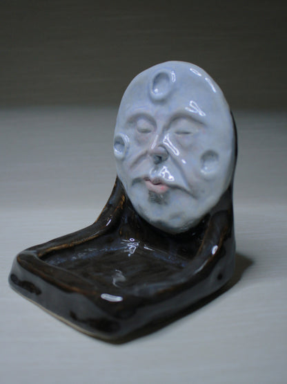 Black Moon Mini Altar / Trinket Dish - Handmade Ceramic Tealight / Jewellery Holder