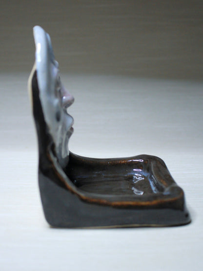 Black Moon Mini Altar / Trinket Dish - Handmade Ceramic Tealight / Jewellery Holder