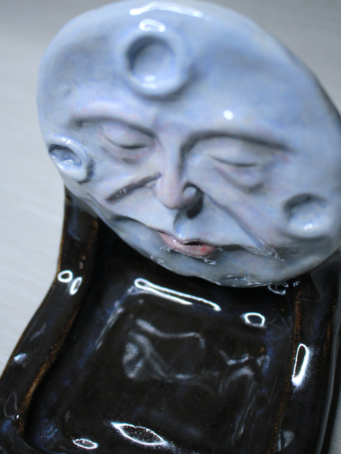 Black Moon Mini Altar / Trinket Dish - Handmade Ceramic Tealight / Jewellery Holder