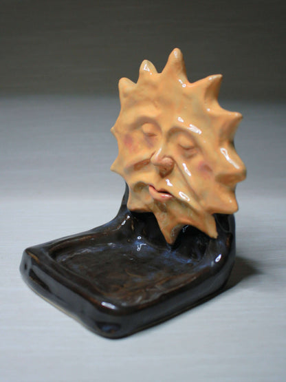 Black Sun Mini Altar / Trinket Dish - Handmade Ceramic Tealight / Jewellery Holder