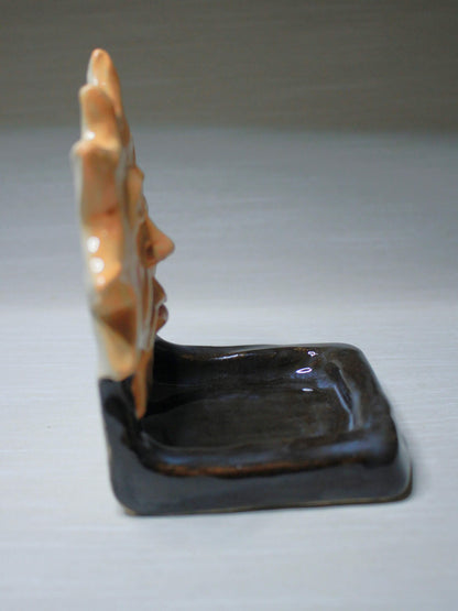 Black Sun Mini Altar / Trinket Dish - Handmade Ceramic Tealight / Jewellery Holder