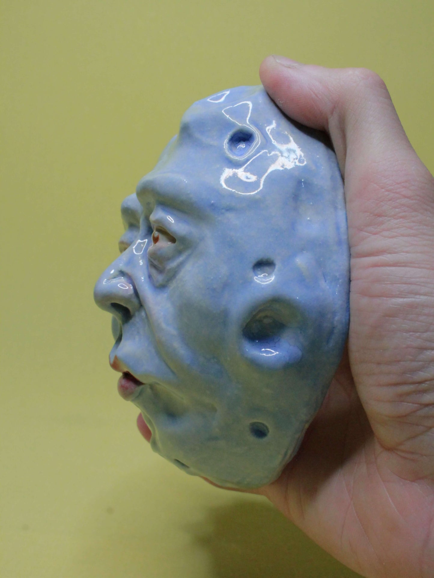 Blue Full Moon Ceramic Wall Ornament - Open Eyes