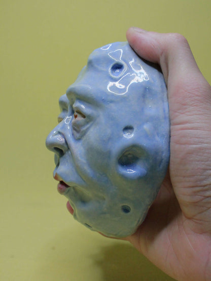 Blue Full Moon Ceramic Wall Ornament - Open Eyes