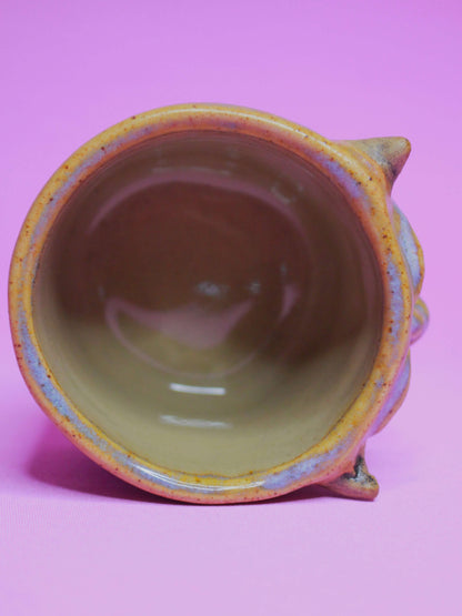 Blue Demon Face Tumbler - Unique Handmade Ceramic Drinkware
