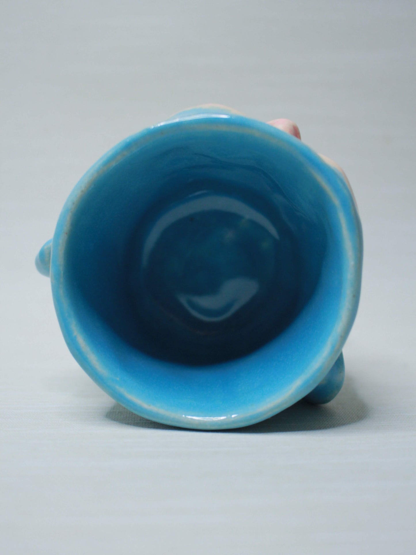 Mini Blue Ceramic Face Goblet - Small Handmade Ceramic Drinkware