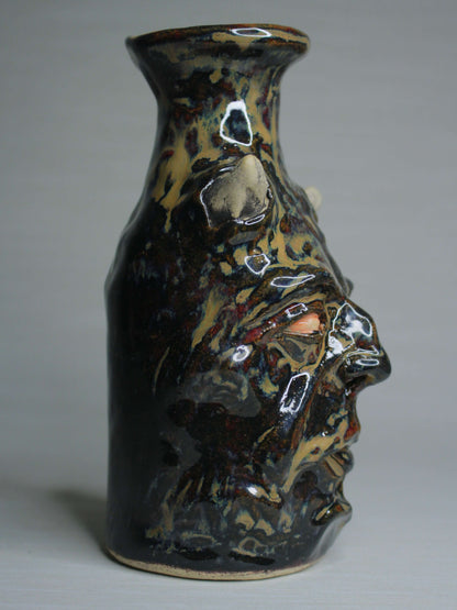 Black Devil Ceramic Bottle Vase - Small Handmade Ceramic Bud Vase