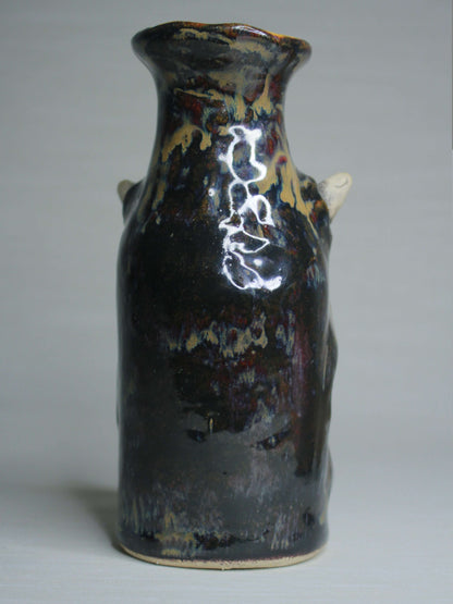 Black Devil Ceramic Bottle Vase - Small Handmade Ceramic Bud Vase