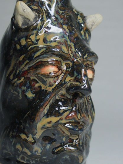 Black Devil Ceramic Bottle Vase - Small Handmade Ceramic Bud Vase
