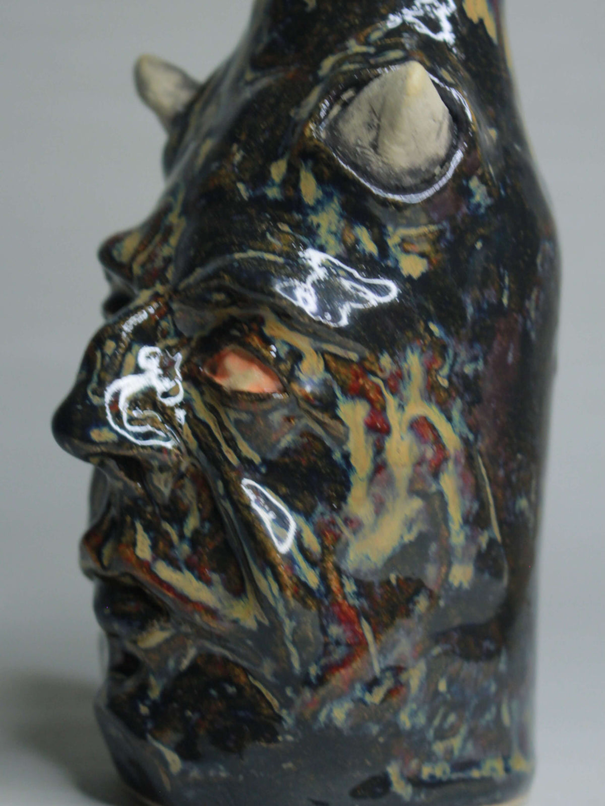 Black Devil Ceramic Bottle Vase - Small Handmade Ceramic Bud Vase