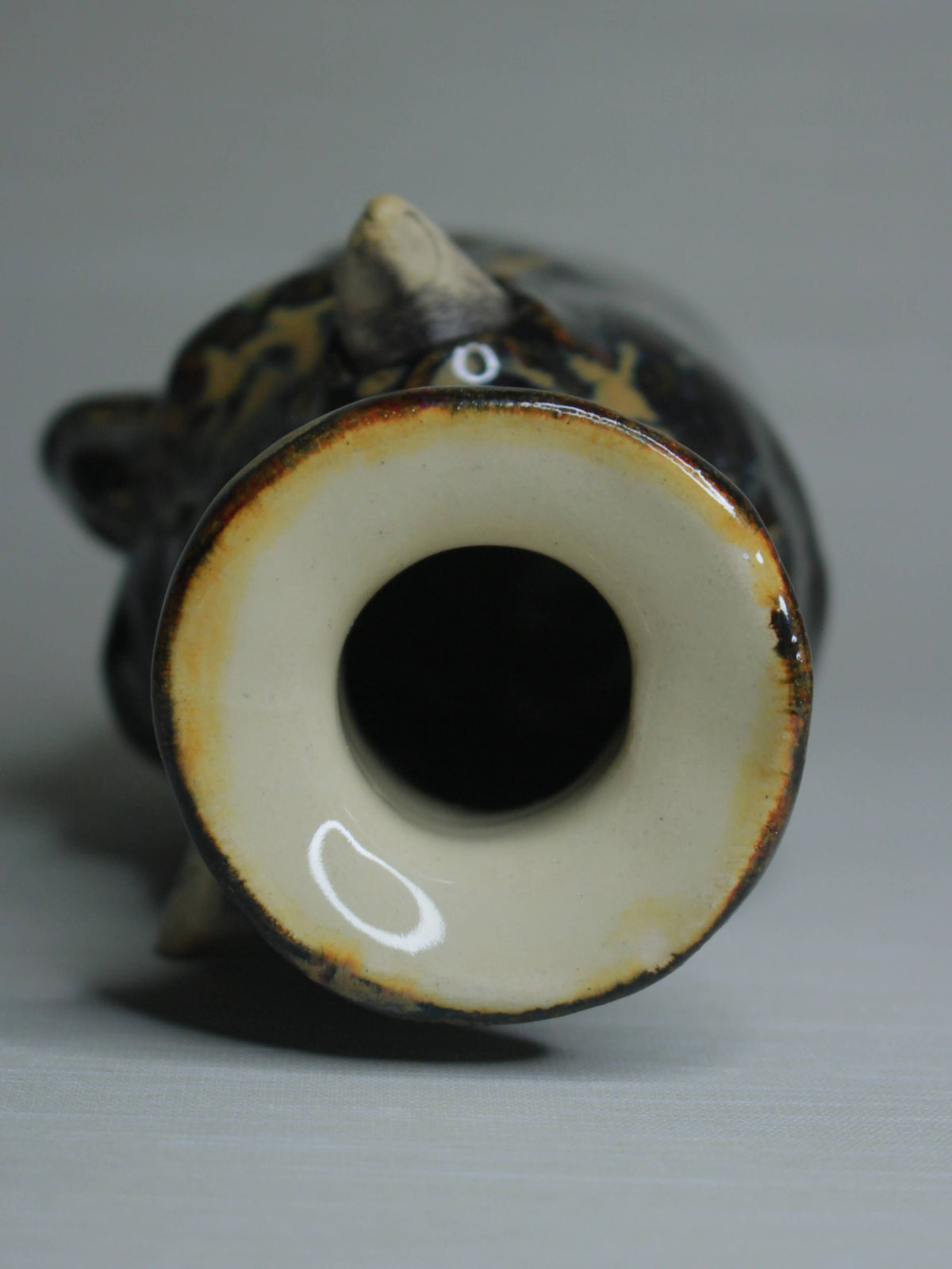 Black Devil Ceramic Bottle Vase - Small Handmade Ceramic Bud Vase
