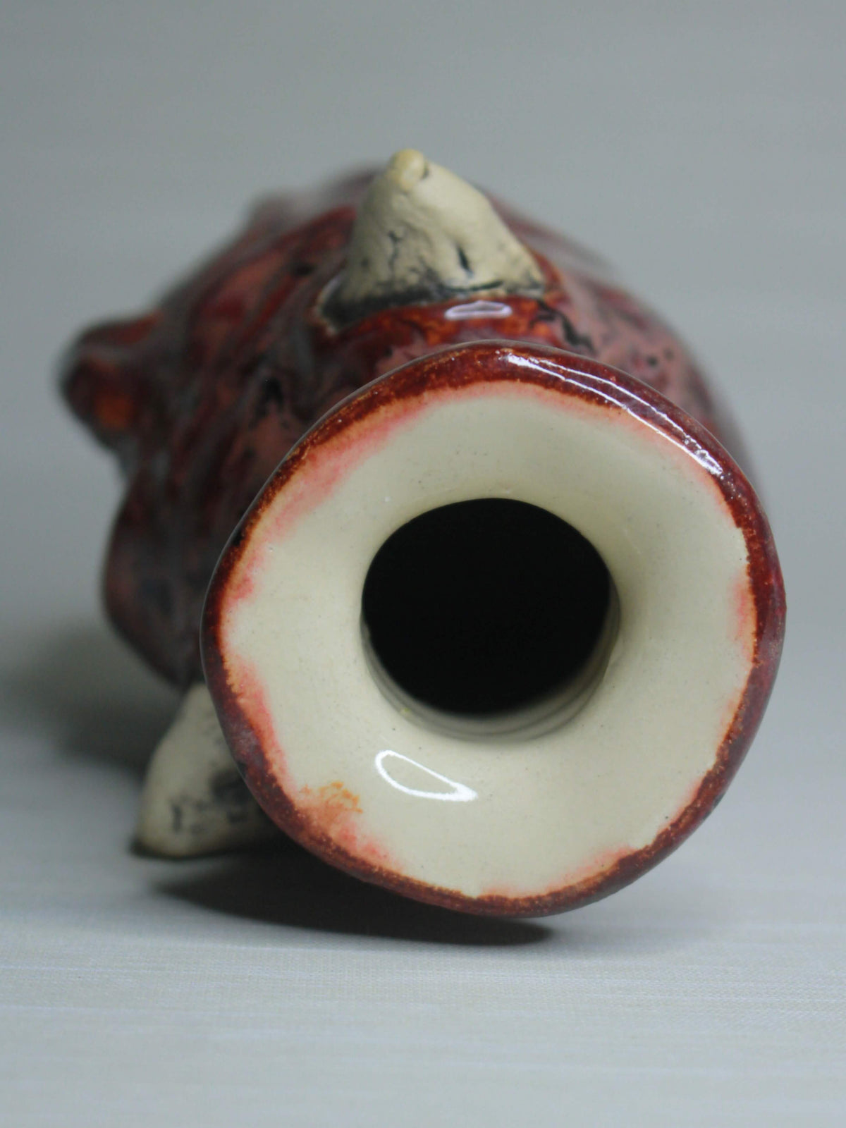Red Devil Ceramic Bottle Vase - Small Handmade Ceramic Bud Vase