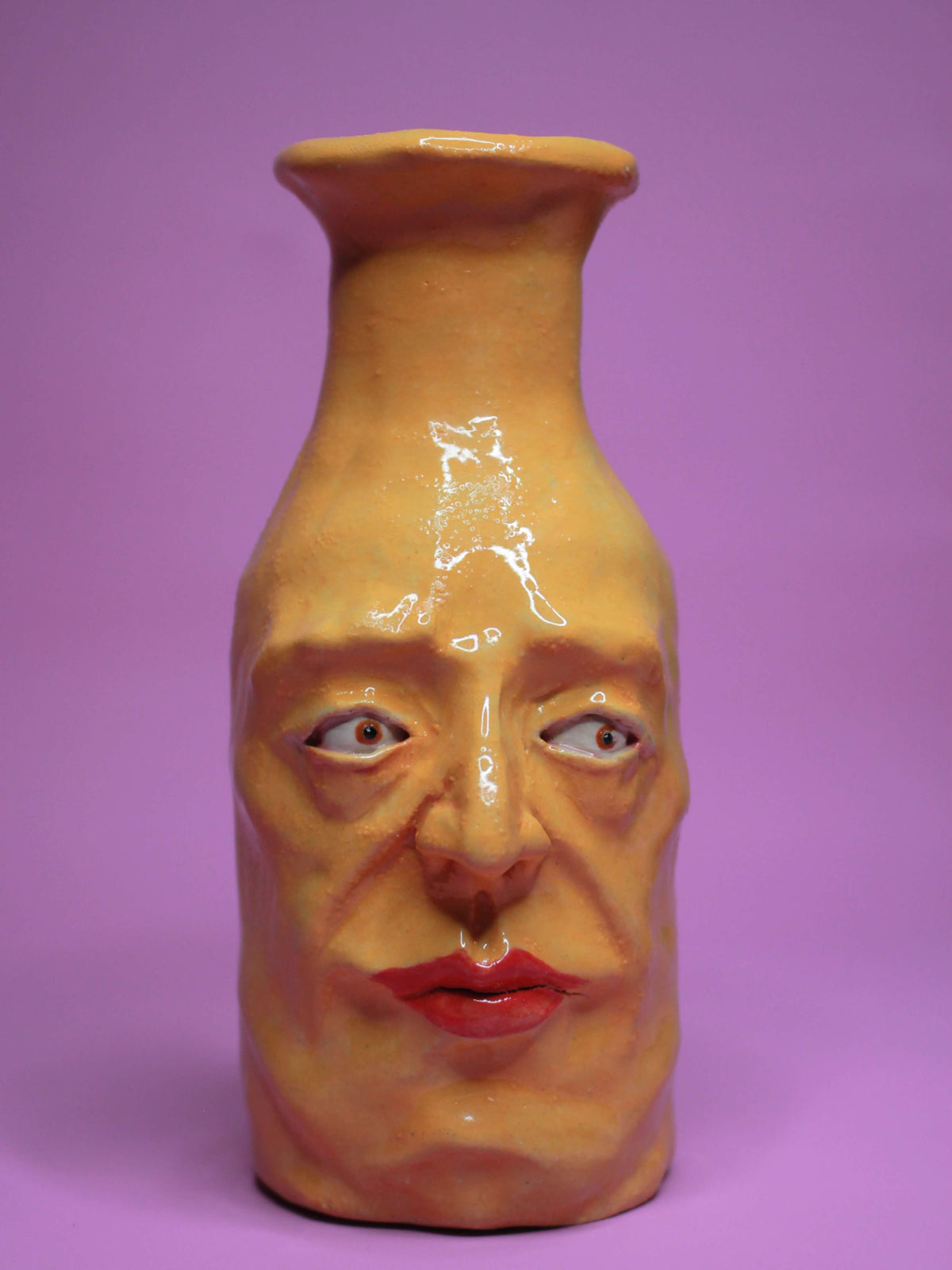 Yellow (Open Eyes) Bottle Vase - Vibrant Handmade Ceramic Bud Vase