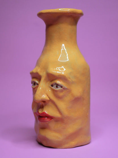 Yellow (Open Eyes) Bottle Vase - Vibrant Handmade Ceramic Bud Vase