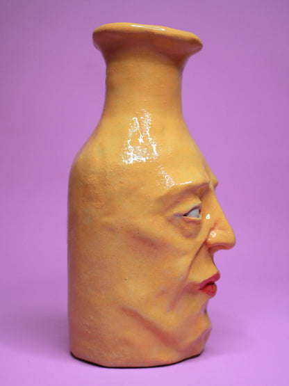 Yellow (Open Eyes) Bottle Vase - Vibrant Handmade Ceramic Bud Vase