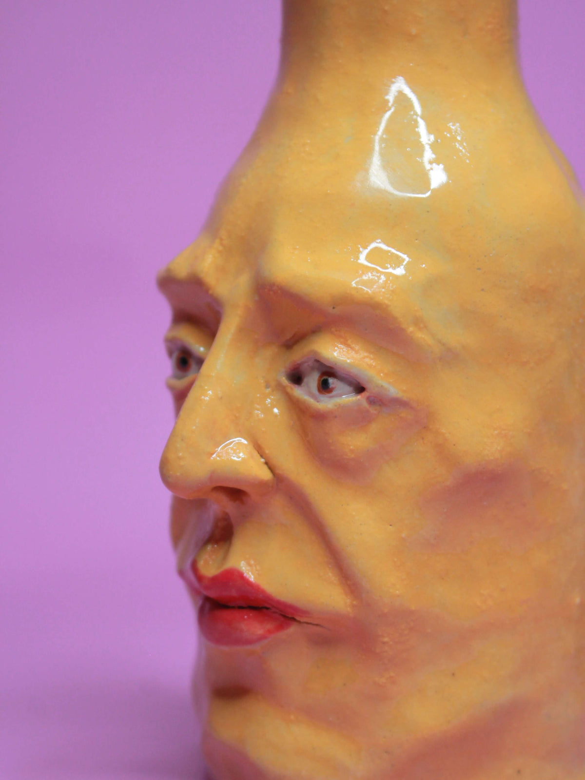 Yellow (Open Eyes) Bottle Vase - Vibrant Handmade Ceramic Bud Vase