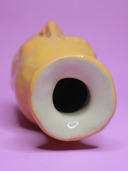Yellow (Open Eyes) Bottle Vase - Vibrant Handmade Ceramic Bud Vase