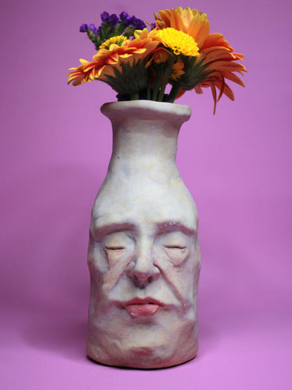 Pale Blue Ceramic Bottle Vase (Matte) - Quirky Handmade Ceramic Bud Vase
