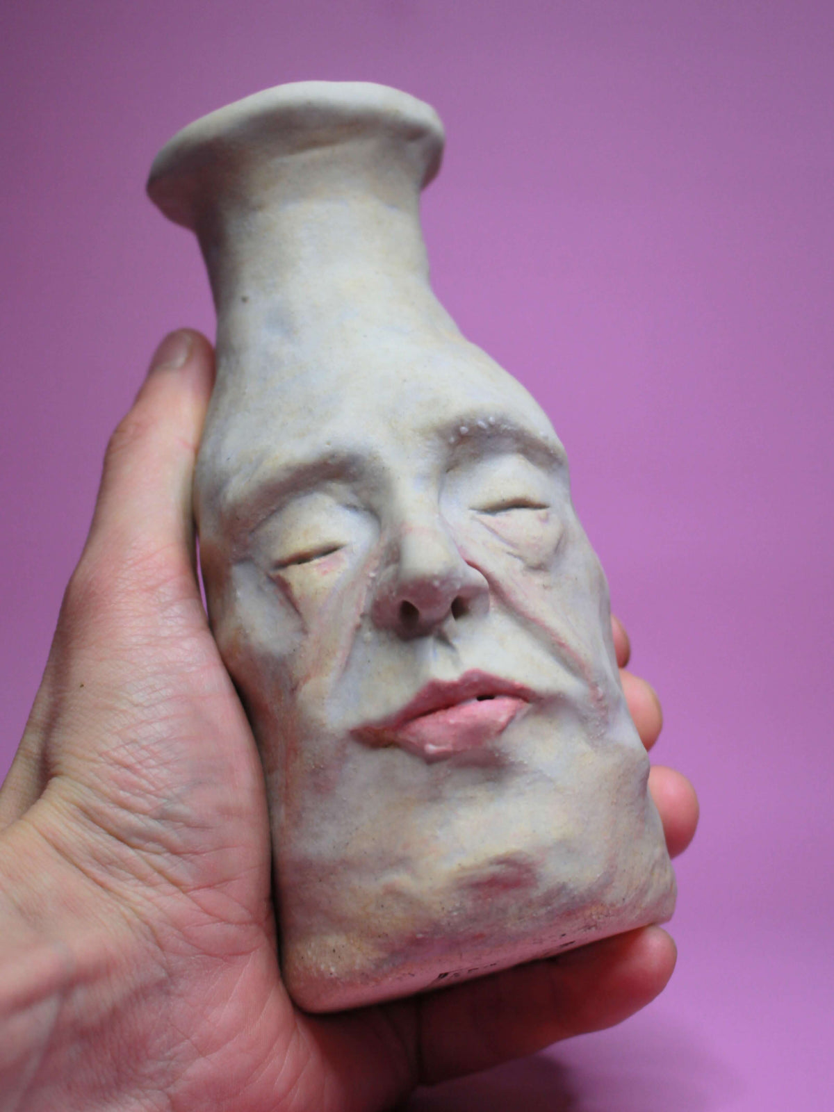 Pale Blue Ceramic Bottle Vase (Matte) - Quirky Handmade Ceramic Bud Vase