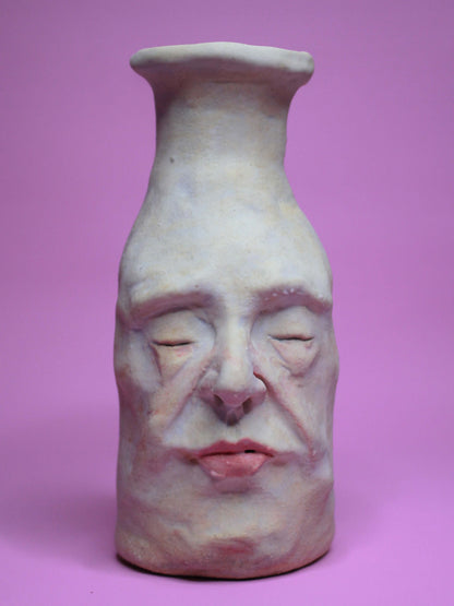 Pale Blue Ceramic Bottle Vase (Matte) - Quirky Handmade Ceramic Bud Vase