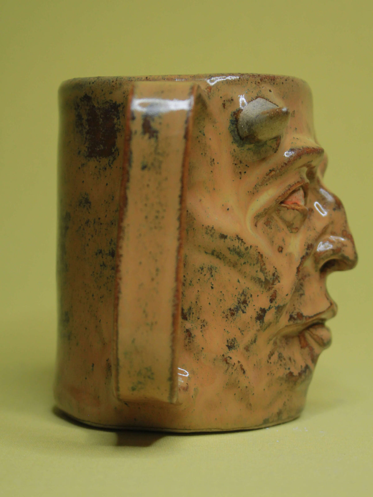 Brown Demon Face Mug - Creepy Handmade Large Ceramic Mug / Tankard
