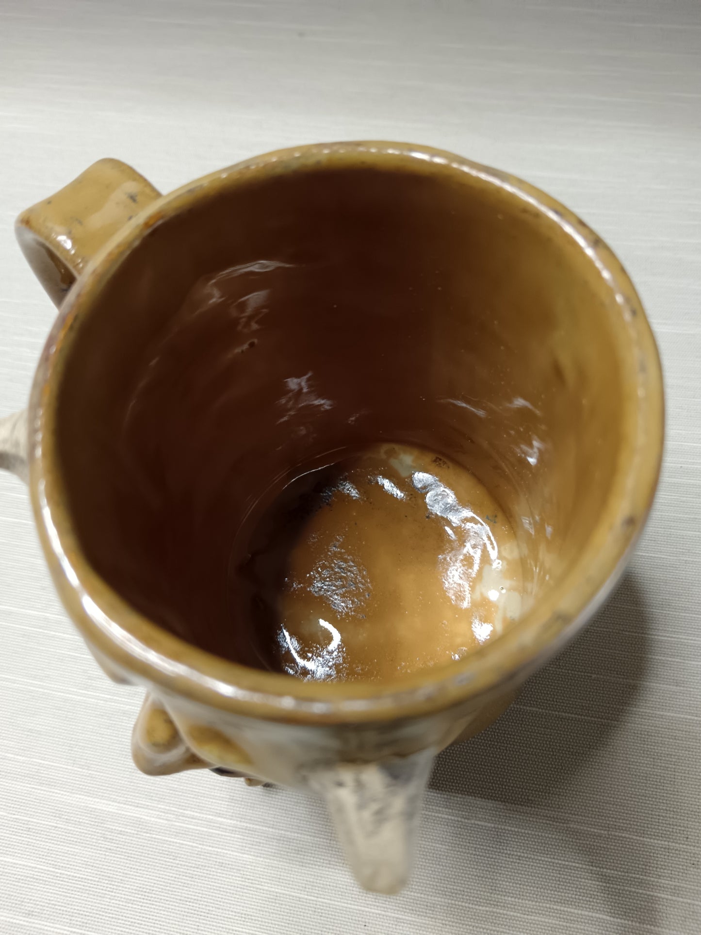 Brown Devil Face Tankard / Large Mug - Handmade Ceramic Beer Mug