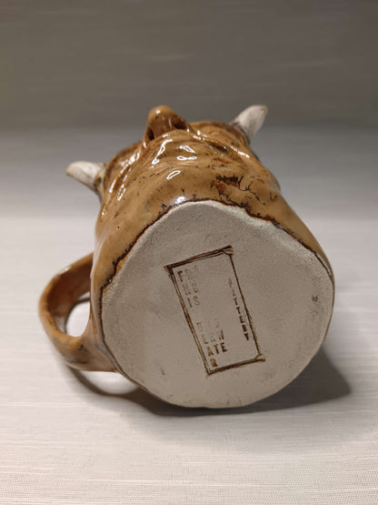 Creepy Brown Devil Mug - Weird Handmade Ceramic Horror Mug
