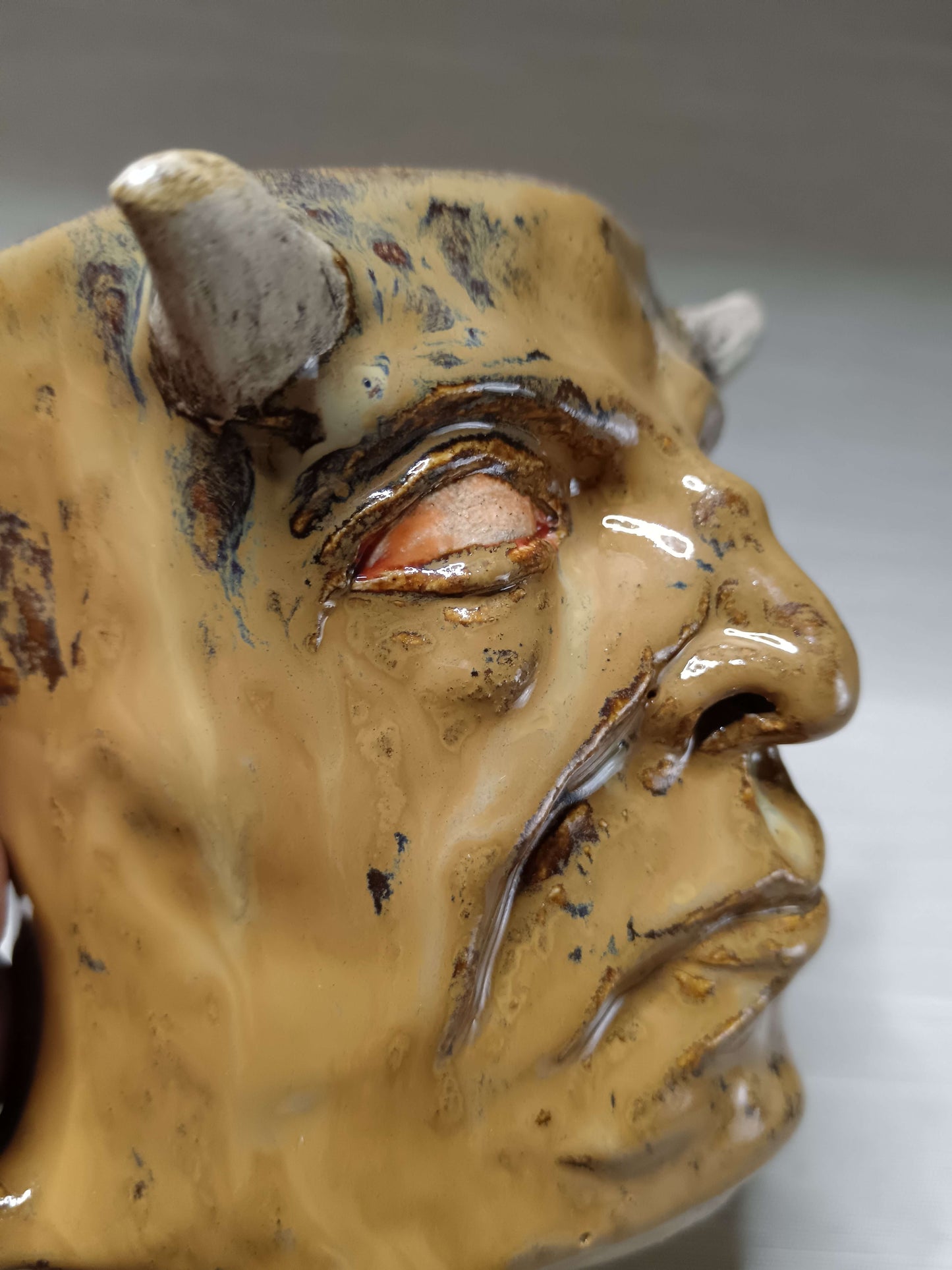 Creepy Brown Devil Mug - Weird Handmade Ceramic Horror Mug