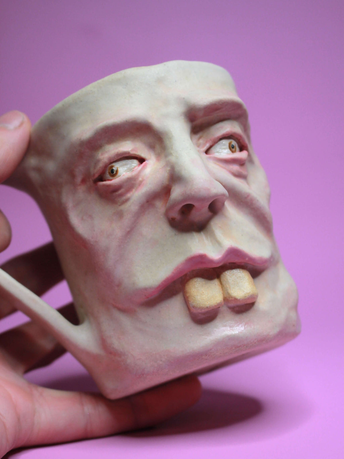 Buck Teeth Face Mug - Weird Handmade Ceramic Mug (1)