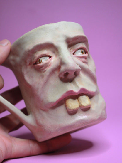 Buck Teeth Face Mug - Weird Handmade Ceramic Mug (1)