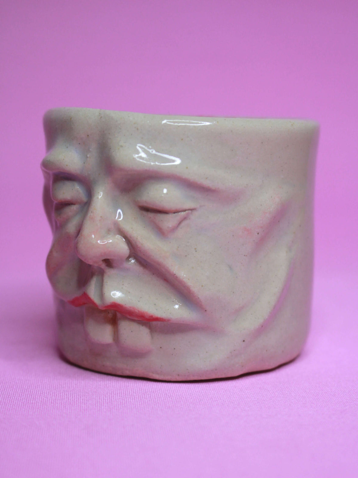 Buck Teeth Face Tumbler - Unique Handmade Ceramic Drinkware
