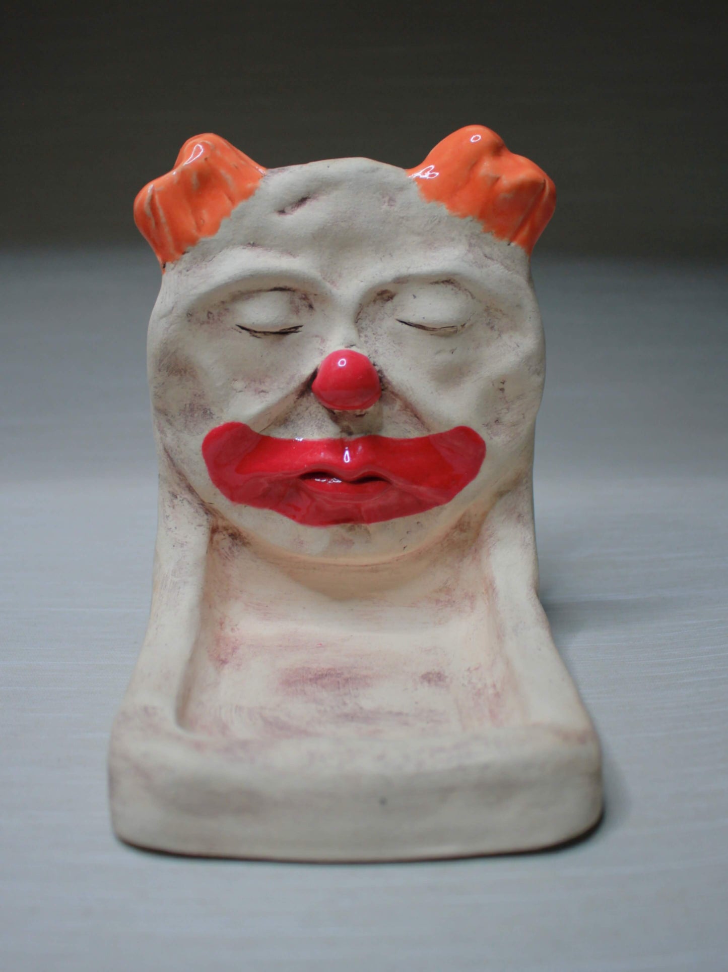 Creepy Clown Trinket / Tealight Holder - Handmade Ceramic Jewellery Dish / Mini Altar