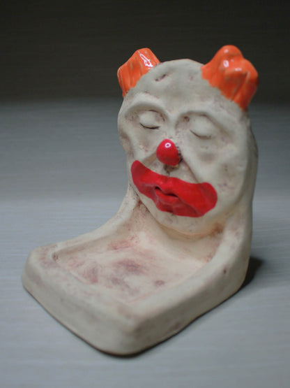 Creepy Clown Trinket / Tealight Holder - Handmade Ceramic Jewellery Dish / Mini Altar