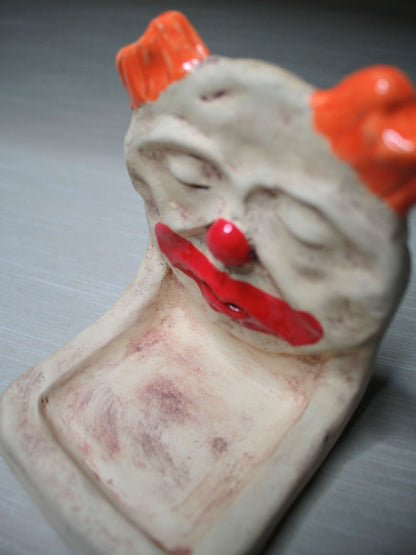 Creepy Clown Trinket / Tealight Holder - Handmade Ceramic Jewellery Dish / Mini Altar