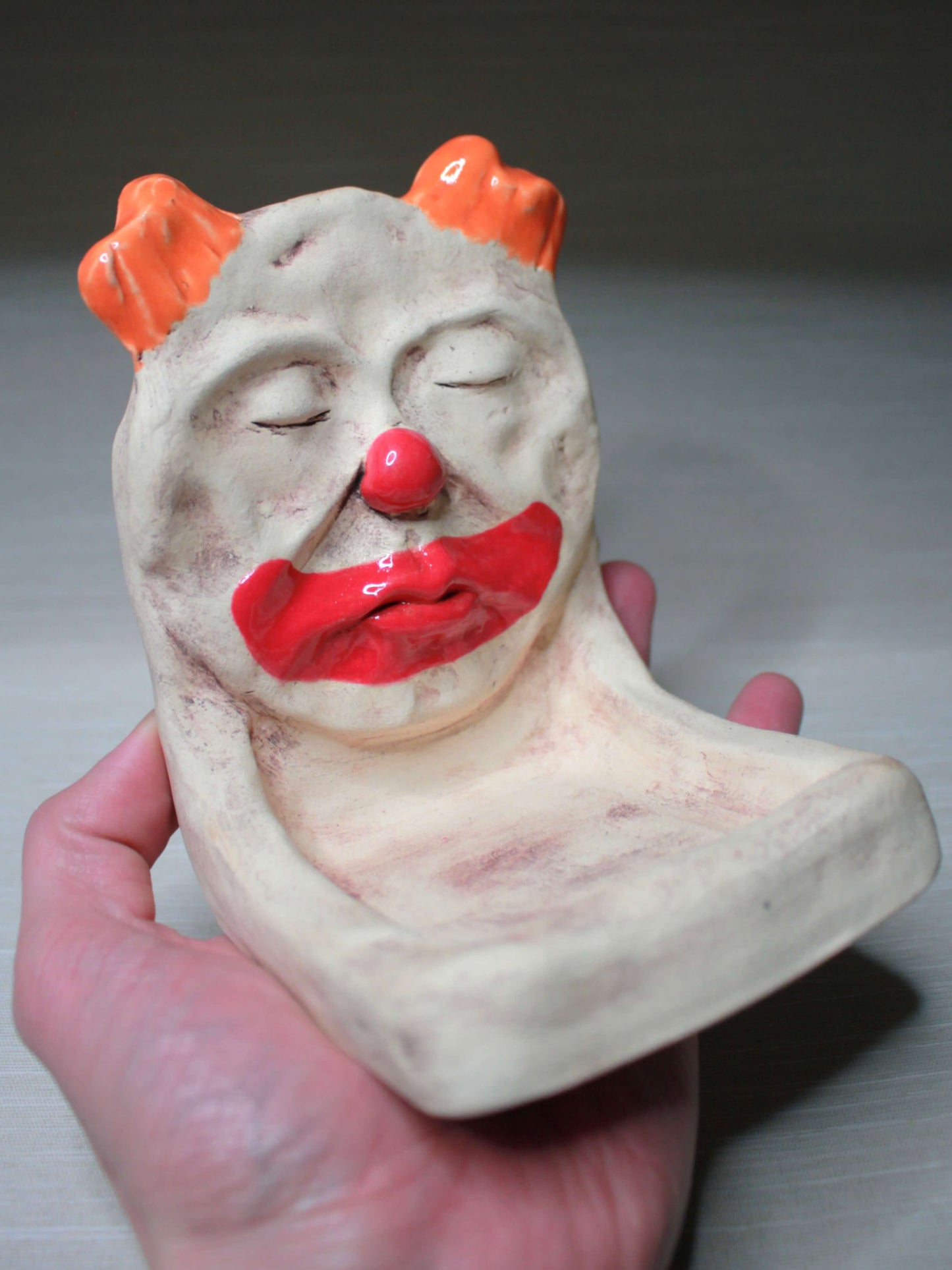 Creepy Clown Trinket / Tealight Holder - Handmade Ceramic Jewellery Dish / Mini Altar