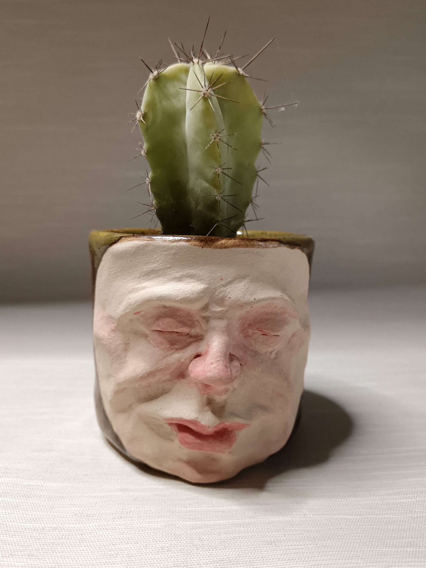 Matte Face Green Mini Pot / Tumbler - Handmade Ceramic Pot & Drinkware