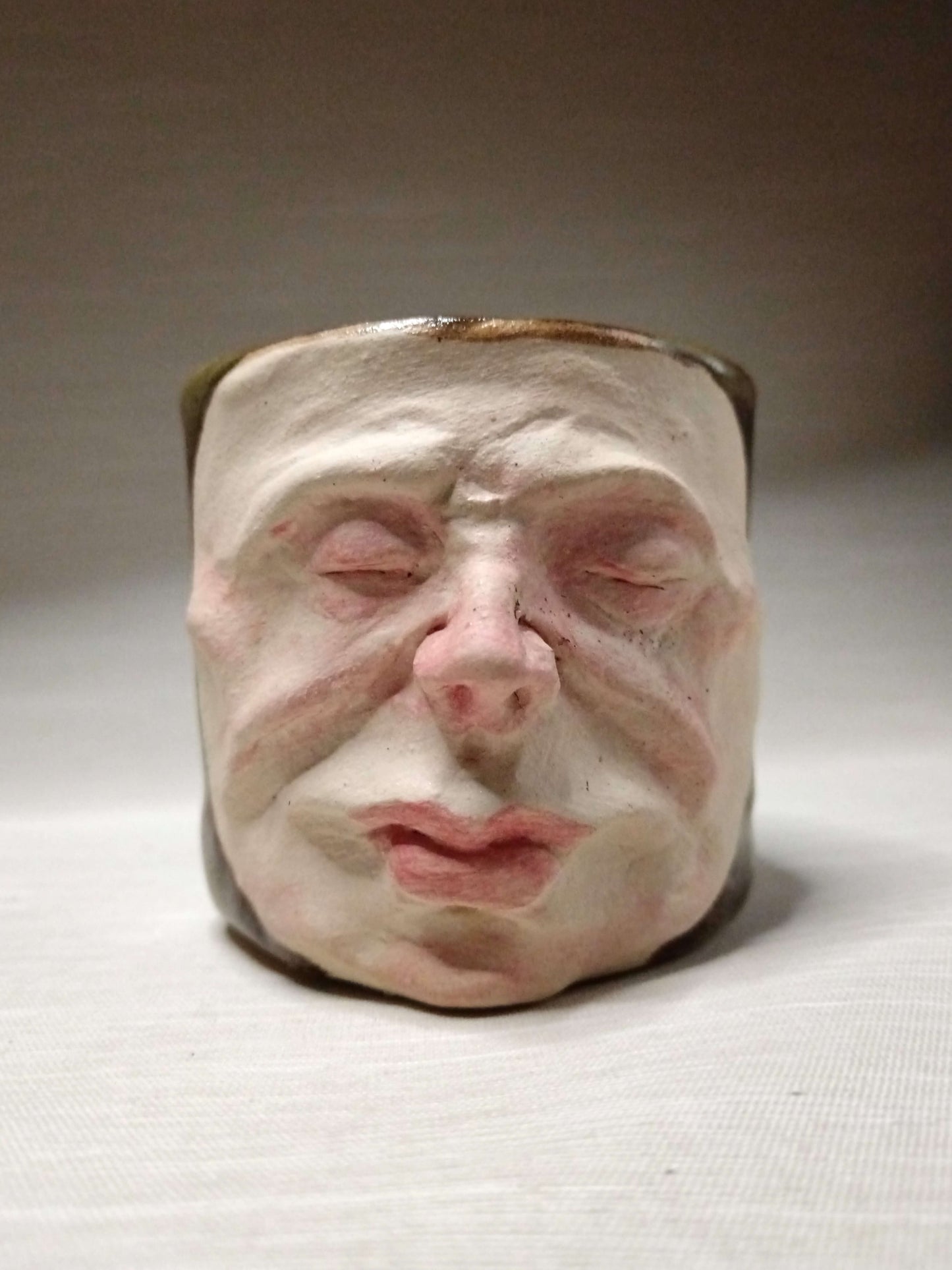 Matte Face Green Mini Pot / Tumbler - Handmade Ceramic Pot & Drinkware