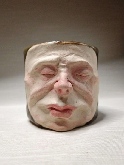 Matte Face Green Mini Pot / Tumbler - Handmade Ceramic Pot & Drinkware