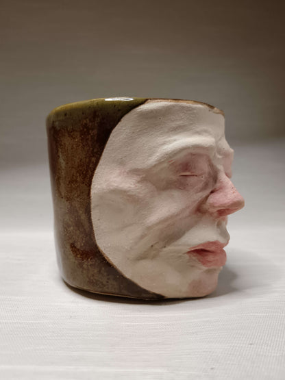 Matte Face Green Mini Pot / Tumbler - Handmade Ceramic Pot & Drinkware