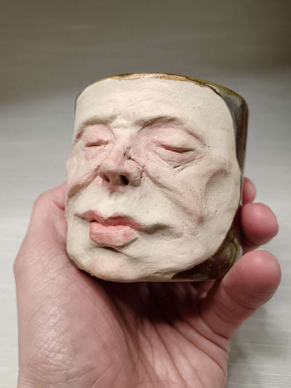 Matte Face Green Mini Pot / Tumbler - Handmade Ceramic Pot & Drinkware