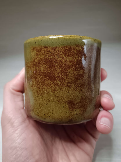 Matte Face Green Mini Pot / Tumbler - Handmade Ceramic Pot & Drinkware
