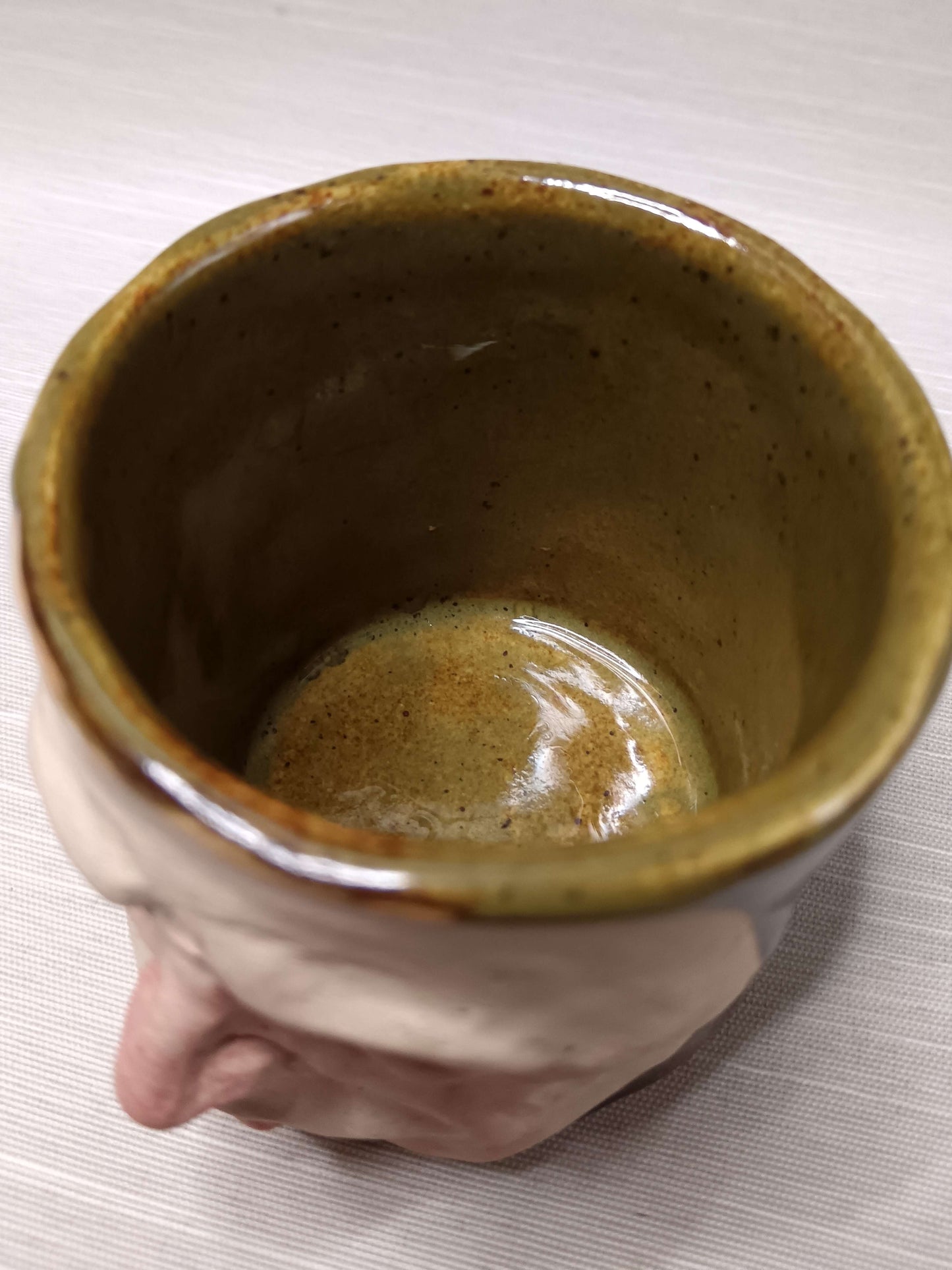 Matte Face Green Mini Pot / Tumbler - Handmade Ceramic Pot & Drinkware