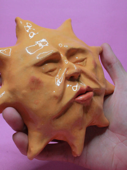 Ceramic Sun Wall Ornament - Closed Eyes