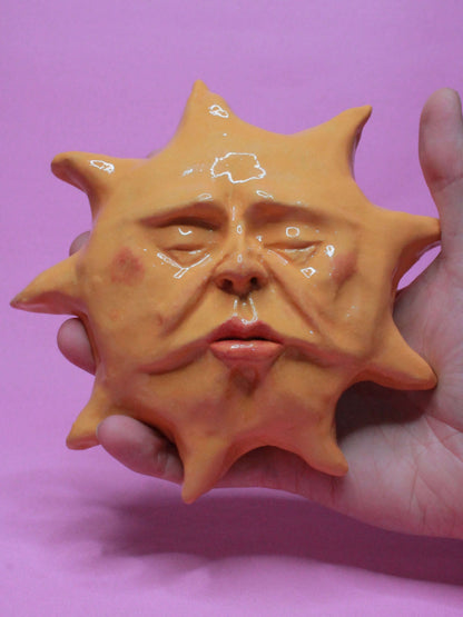 Ceramic Sun Wall Ornament - Closed Eyes