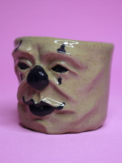 Scary Clown Face Tumbler - Creepy Hand Sculpted Ceramic Drinkware