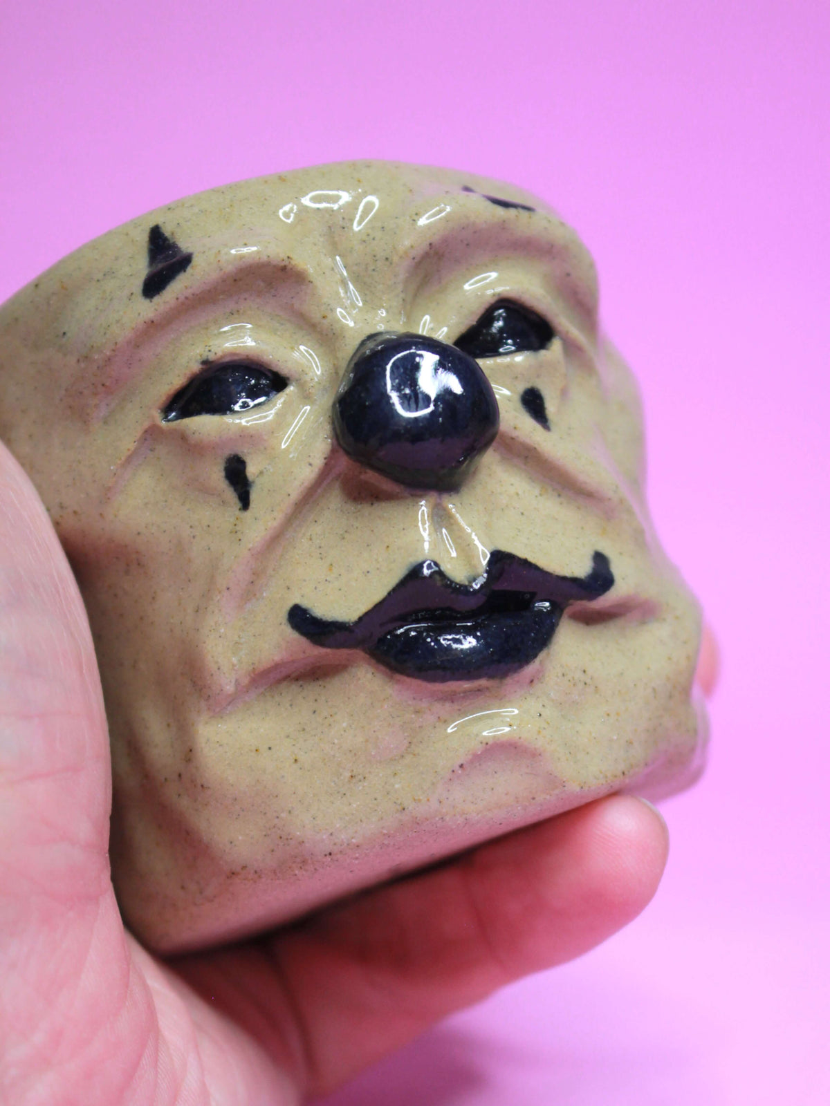 Scary Clown Face Tumbler - Creepy Hand Sculpted Ceramic Drinkware