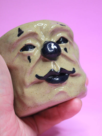 Scary Clown Face Tumbler - Creepy Hand Sculpted Ceramic Drinkware