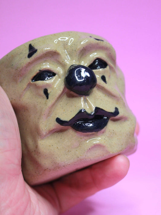 Scary Clown Face Tumbler - Creepy Hand Sculpted Ceramic Drinkware