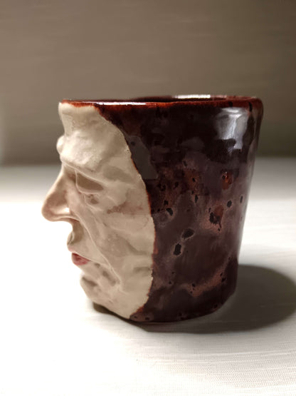 Creepy Death Mask Style Face Mug - Strange Handmade Ceramic Coffee Cup