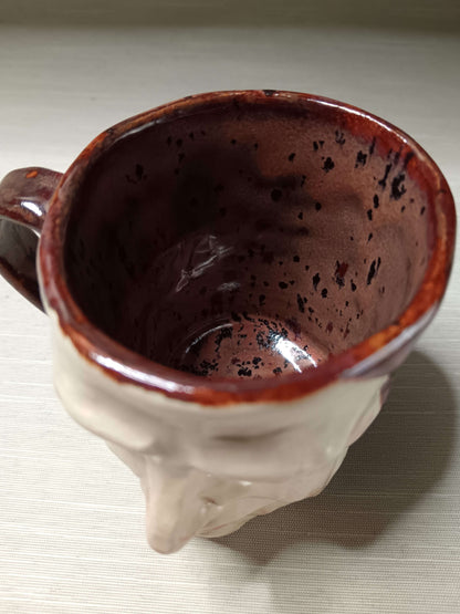 Creepy Death Mask Style Face Mug - Strange Handmade Ceramic Coffee Cup